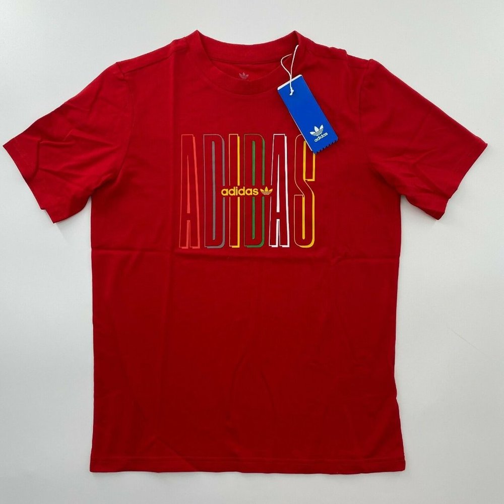 Adidas Originals Boy Graphic Logo T-Shirt  S/9-10 Tee Scarlet Red GN7407